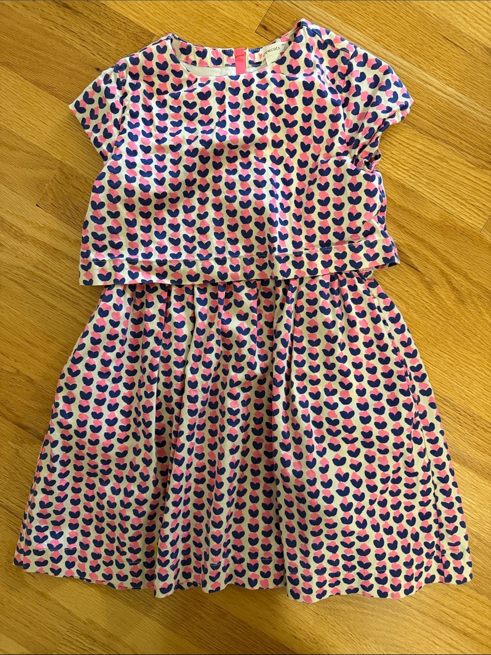 Crewcuts Pink and Navy Heart-Print Cotton Dress - size 7